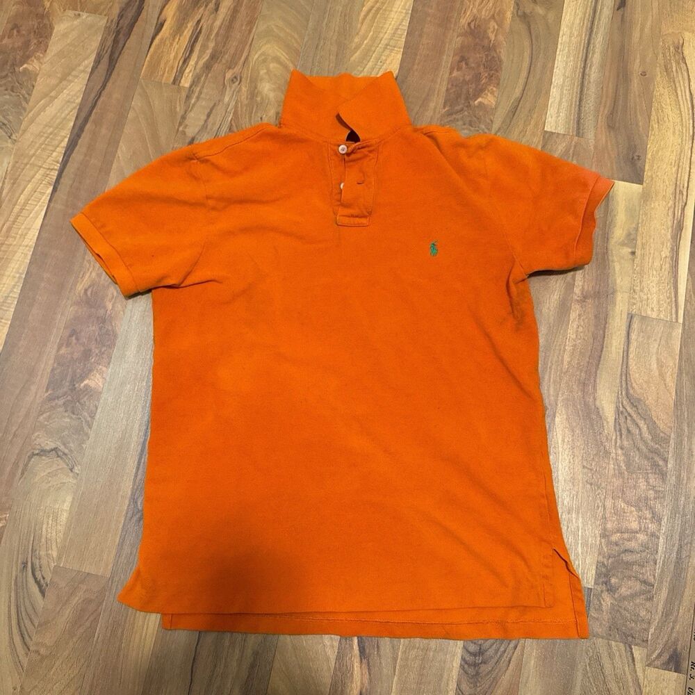 Orange Polo By Ralph Lauren Orange With Small Green Horse Medium, Slight Stainin